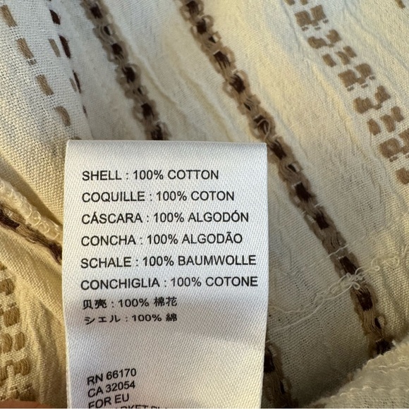 Free People Gia Jumpsuit in Neutral Ivory Tan  Stripe Long Sleeve Button Front - Picture 9 of 13